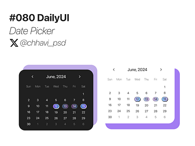 #080_DailyUi Date Picker app calender dailyui date picker design figma interface ui