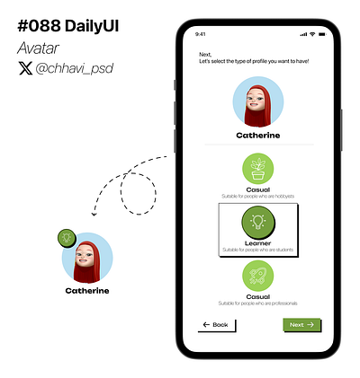 #088_DailyUi Avatar app avatar dailyui design figma interface personalize profile ui