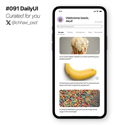 #091_DailyUi Curated For you app curated dailyui design figma for you page fyp interface ui