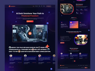 AI Debt Solution Landing Page agency ai ai debt debt figma homepage landing page playful realestate trendy design 2024 ui design uiux uiux design ux designer web design web designer website website design