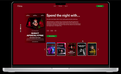 Online movie theater screens design design landing page figma landing landing page site ui uiux uiux design web site webdesign