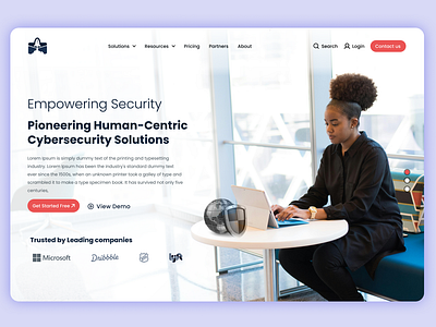 Landing page for cyber security solution cyber security design landing page ui