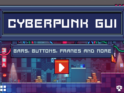Free GUI for Cyberpunk Pixel Art 2d art asset assets cyberpunk game game assets game ui game user interface gamedev gui icon indie indie game interface menu pixel pixelart pixelated ui