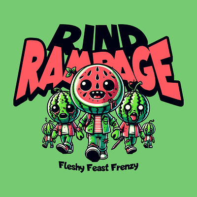 Rind Rampage adorable cartoon cute design fruit funny kittl pop culture print on demand t shirt t shirt design tshirt undead watermelon zombie