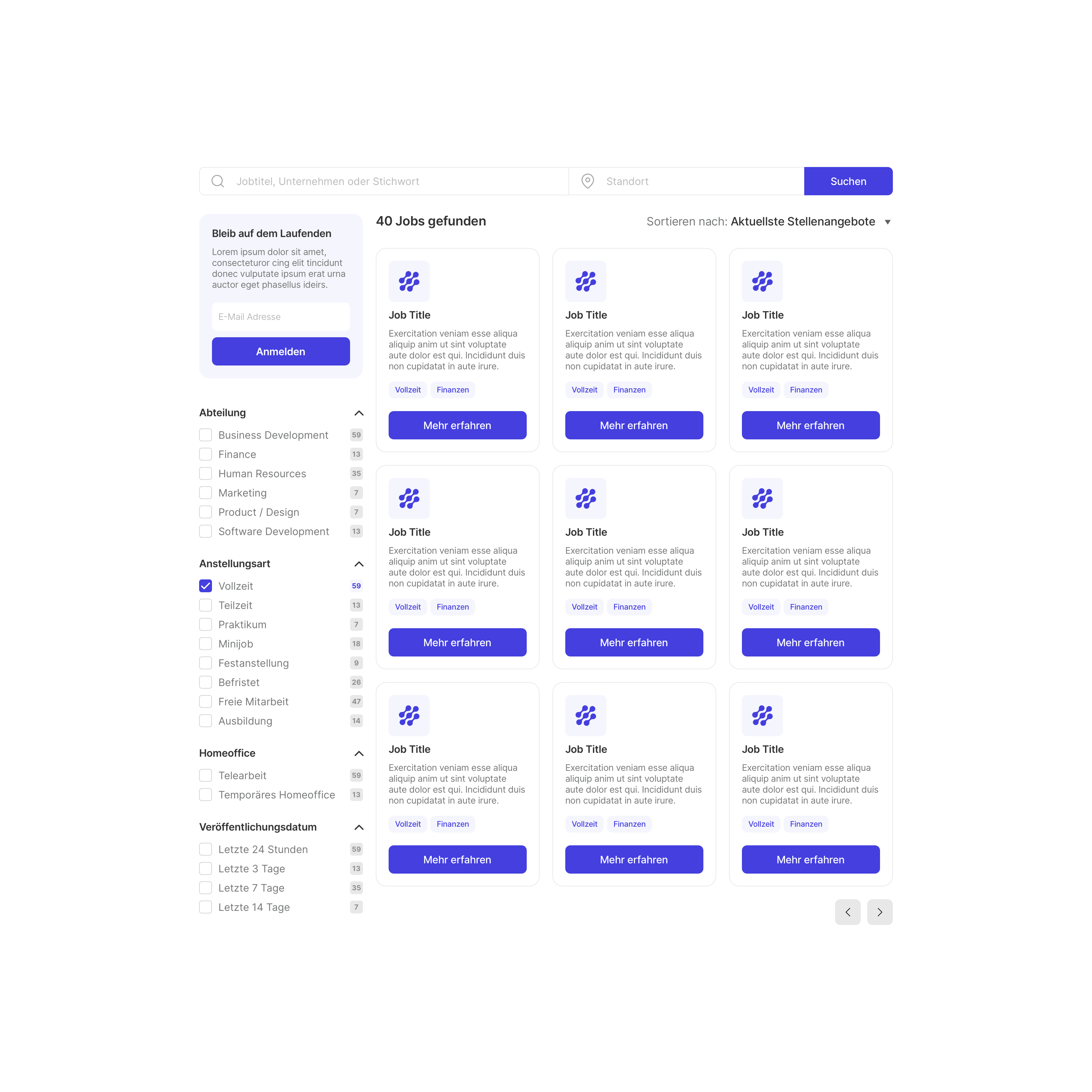 Job Search Interface design filter hr human resources job job listing job search search bar sidebar tiles ui uidesign uiux uxdesign web webdesign