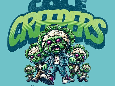 Cole Creepers cartoon design food funny pop culture print on demand printondemand t shirt t shirt design tshirt tshirtdesign undead vegetable zombie