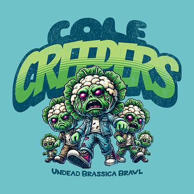 Cole Creepers cartoon design food funny pop culture print on demand printondemand t shirt t shirt design tshirt tshirtdesign undead vegetable zombie