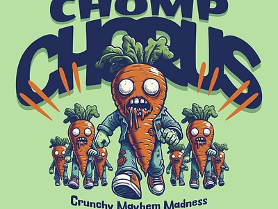 Chomp Chorus carrot cartoon design funny kittl pop culture print on demand printondemand t shirt t shirt design tshirt tshirtdesign undead vegetable zombie