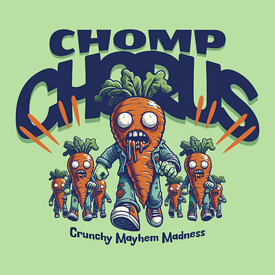 Chomp Chorus carrot cartoon design funny kittl pop culture print on demand printondemand t shirt t shirt design tshirt tshirtdesign undead vegetable zombie