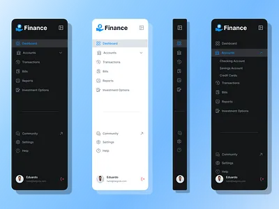 Side bar nav animation darkmode design lightmode product design prototyping ui ux