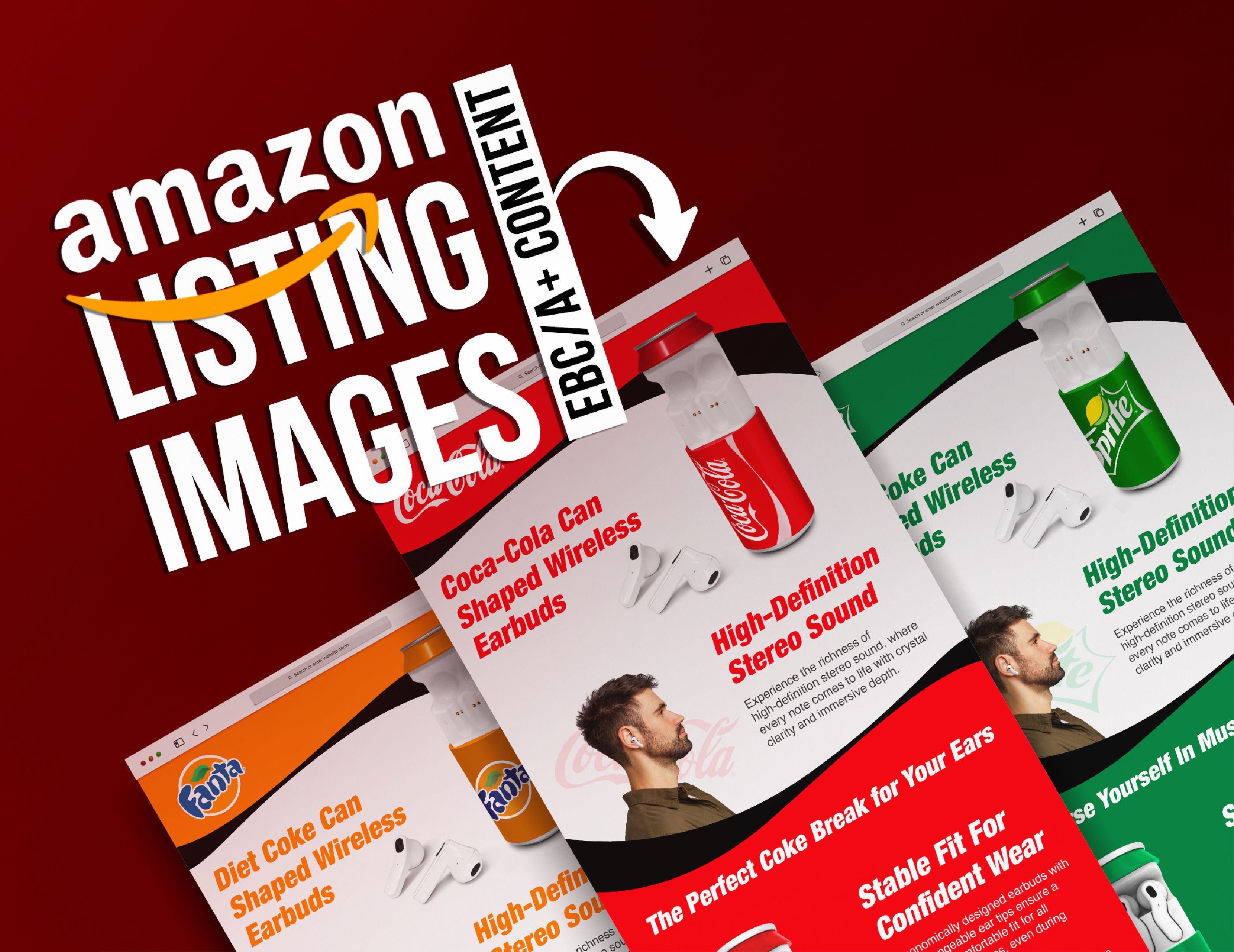 Listing image, EBC/A+ Content Coca Cola Wireless Earbud a a content a design a listing a product video amazon amazon a amazon design amazon ebc amazon listing amazon product amazon video ebc ebc content ebc design ebc listing listing images product listing product video video