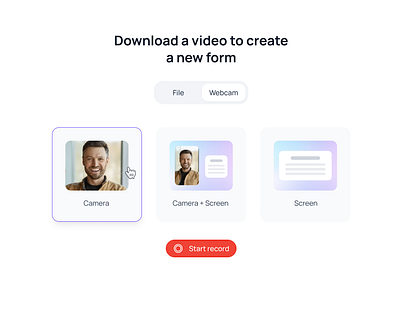 Download a video card create edit file form record screen screencast select start tool upload uploading video videos webcam