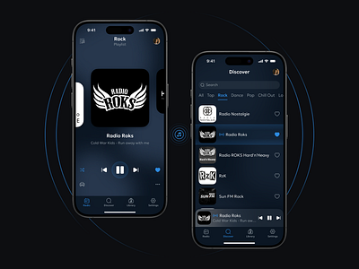 Simple Radio - Mobile App | UX UI Design app app icon commercial project dark theme mobile app music app music player online radio player design radio radio station ui themes ux ui