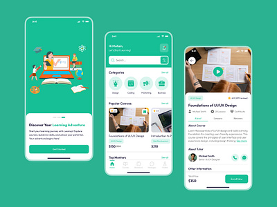 E-Learning App Design app design design digital learning e education e learning app educational app learning app learning platform mobile app design onboarding online certification online courses online education online learning ui ui design user experience user interface