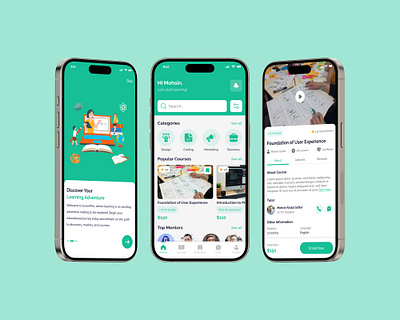 E-Learning App Design app design design digital learning e education e learning app educational app learning app learning platform mobile app design onboarding online certification online courses online education online learning ui ui design user experience user interface