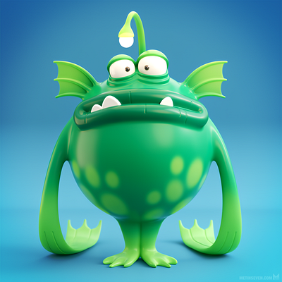 The terrible sea monster 3d character character designer creature cute monster sea