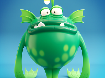 The terrible sea monster 3d character character designer creature cute monster sea