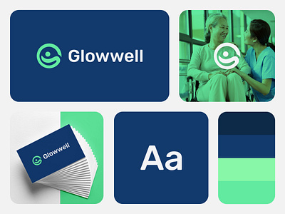 GLOWWELL logo design aged care services branding creative logo design dribbble logo dribbble short g logo graphic design green logo illustration letter logo logo logo design logos medical logo minimal minimalist logo modern modern logo simple