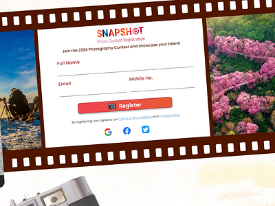 Snapshot: Photography Contest Registration Page beginner contest signup creative film roll photography contest ui