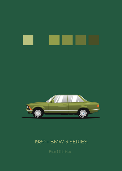 1980 BMW 3 series 2d illustration graphic design illustration