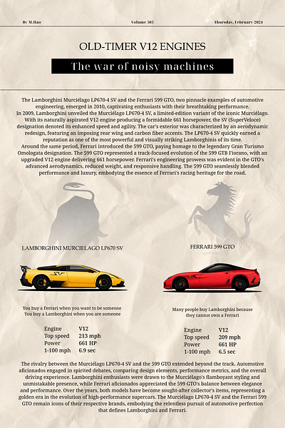 Lamborghini vs Ferrari vintage poster 2d illustration illustration poster ui