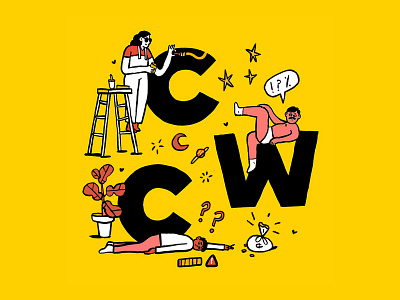 Creative Works West branding character drawing graphic humour illustration money painter plant speech bubble stars