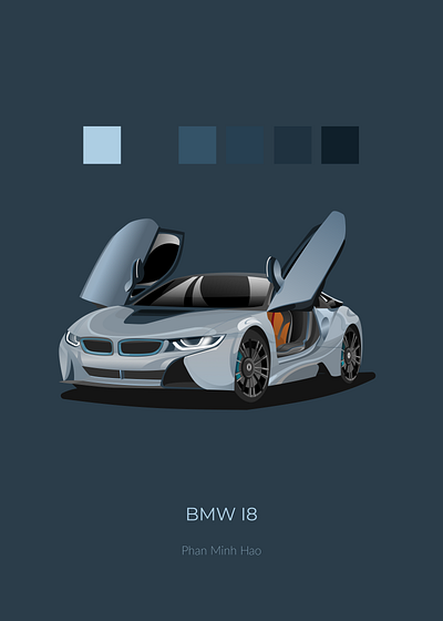 BMW I8 2d illustration illustration