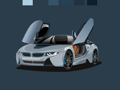 BMW I8 2d illustration illustration
