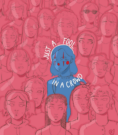 Fool in a Crowd art graphic illustration