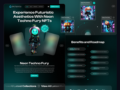 Neon Techno Fury NFTs Landing Page 2024 all art blockchain creative crypto crypto art design digital art digital asset digital collectible ethereum everyone landing page new trend new trend inspiration nft nft marketplace ui design website