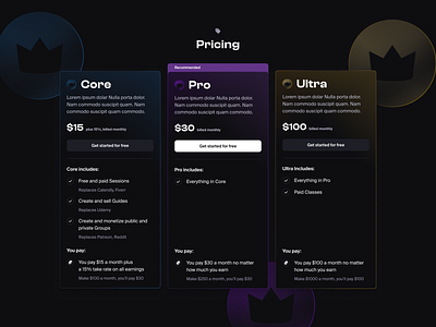 Metafy / Pricing payment pricing pricing model subscription tiers