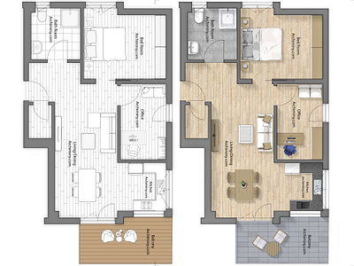 Floor plan design for architecture & real estate 2d rendering archiminy architecture portfoilo design graphic design illustration photoshop rendering rendering