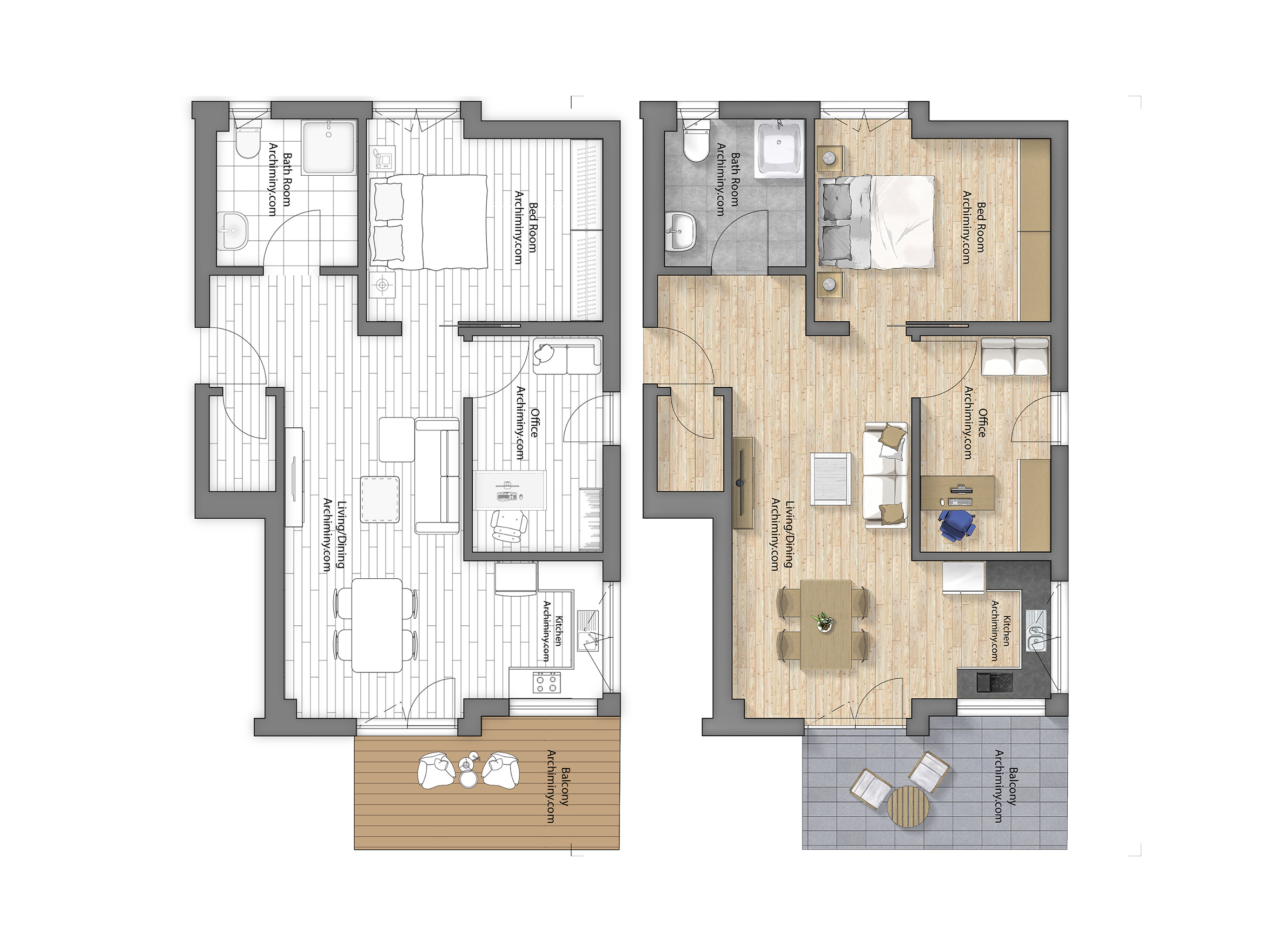 Floor plan design for architecture & real estate 2d rendering archiminy architecture portfoilo design graphic design illustration photoshop rendering rendering