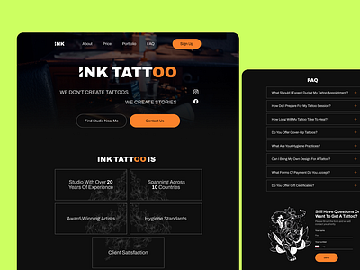 Landing Page for Tattoo Studio design landing page ui ux ui webdesign website
