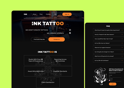 Landing Page for Tattoo Studio design landing page ui ux ui webdesign website