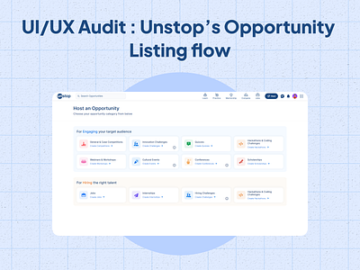 UI/UX Audit: Unstop’s Opportunity Listing flow adobe xd blue color figma modern design redesign ui audit ui design ux audit ux design web design website design