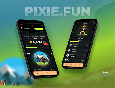 Pixie.fun mobile game 🎮 app design game design mobile application mobile design mobile game mobileapp pixel pixelgame ui uiux ux