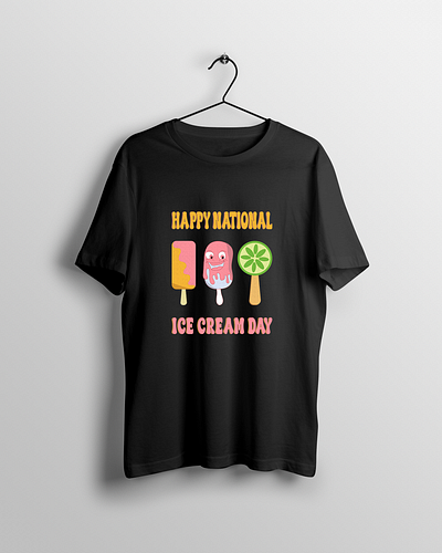 ice cream day t-shirt design apparel cone design dessert food graphic design ice cream illustration logo national ice cream day snack summer sweets t shirt design trendy typography unique wafer