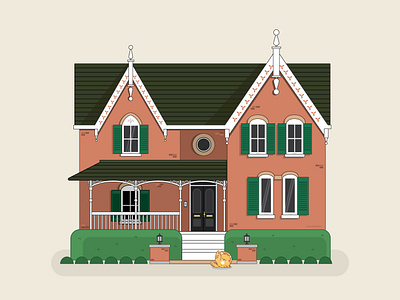 George St House architecture building cat character design happy house illustration illustrator vector