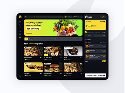 Crypto food order & delivery platform burger crypto food crypto wallet delivery app design concept desktop dashboard food ordering food website foodtech grocery pizza restauant sushi technologies ui ux