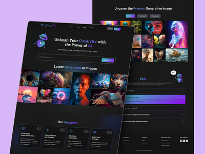 AI Image Generator Website ✨ ai art community ai image generator artificial intelligence branding design portfolio design process landingpage ui uiux design user interface design ux web design