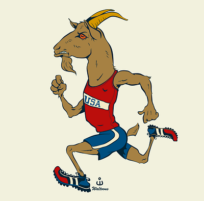 The G.O.A.T. athlete cartoon cartoon animal cartoon mascot fitness goat illustration olympic trials running sports illustration sports mascot track and field usa