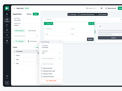 Redesign of Zero-Code Application Builder Platform ai application artificial intelligence audit automations builder dashboard data tables dynamic data editor no code platform pre built components registration flow saas sitemap timeline user stories wireframes zero code