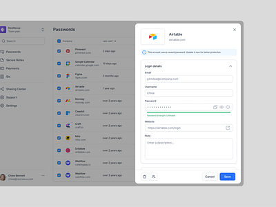 Password Manager dashboard manager password product secure security simple ui ux