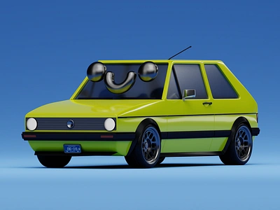 VW Golf mk1 3d b3d blender car color craftedsmile design golf illustration render rims smile smiley tire