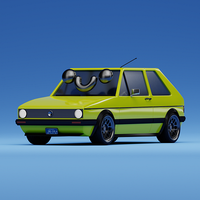 VW Golf mk1 3d b3d blender car color craftedsmile design golf illustration render rims smile smiley tire