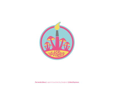 Cachurearte Logo art brand branding brush design graphic design illustration logo logofolio mushroom pink vector