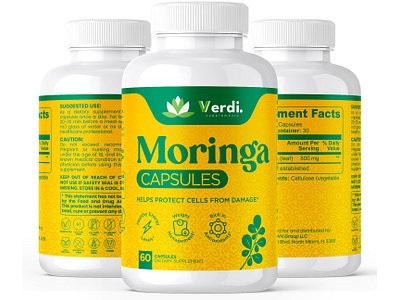 Moringa Capsules Supplement Packaging Design label label design packaging packaging design packaging designs supplement supplement label supplement label design
