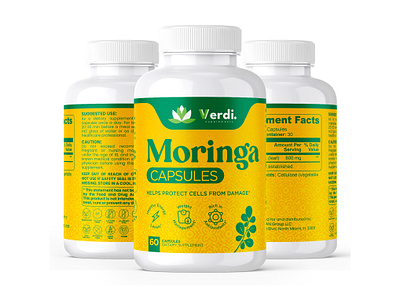 Moringa Capsules Supplement Packaging Design label label design packaging packaging design packaging designs supplement supplement label supplement label design