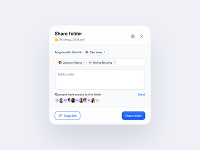 Share folder modal clean dashboard design light mode minimalist modal saas ui ux